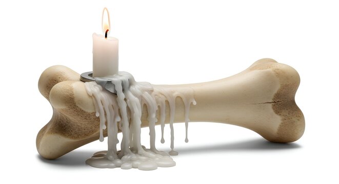 Illuminated Bone Candlestick with Dripping Wax A Unique and Artistic Home Decor Piece