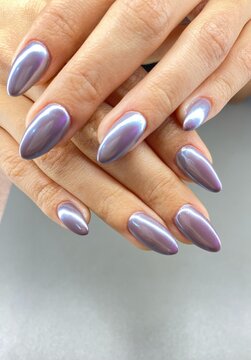  Gel polish Nail art crome, warna silver nail art simple