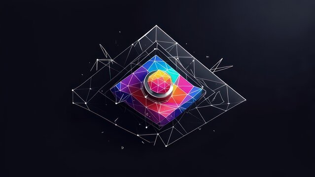 Dynamic 3D abstract design with vibrant colors and geometric shapes, perfect for modern branding and tech concepts