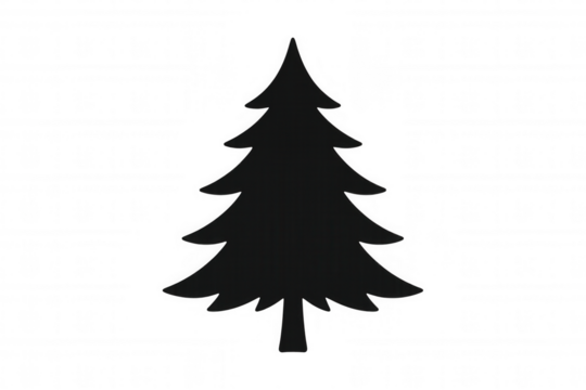 Christmas tree silhouette icon creating a winter holiday design element with transparent background - Powered by Adobe
