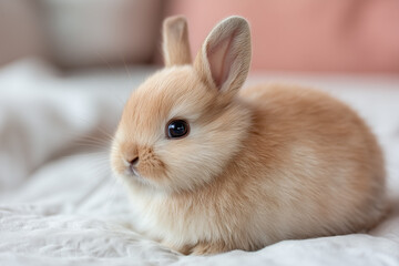 Adorable baby bunny with soft fur in natural setting
