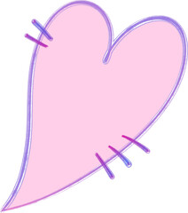 Pastel Pink Stitched Heart Clipart – Hand Drawn Decorative Love Element PNG