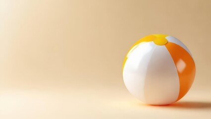 Get ready for summer fun with this vibrant beach ball against a soft beige background, perfect for travel ads or sunny vacation promotions