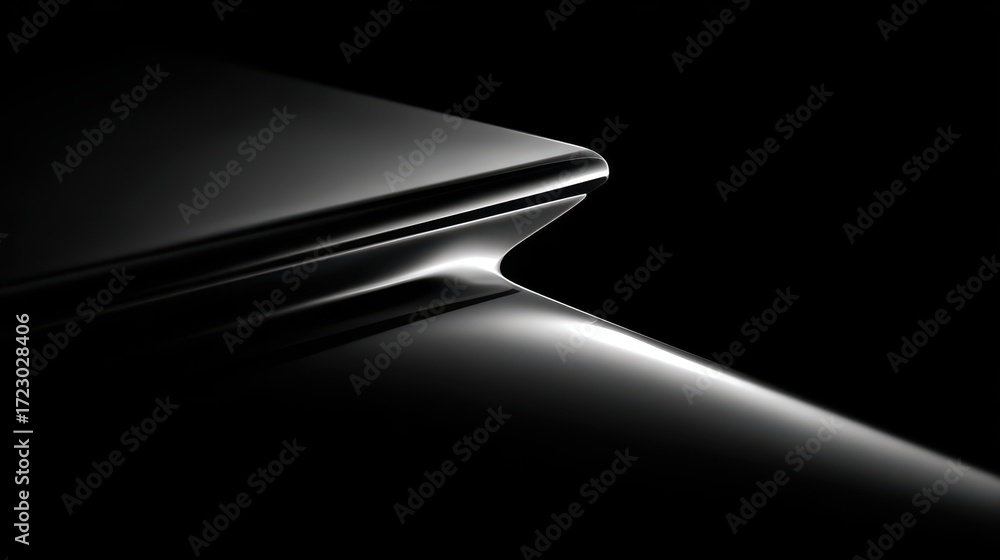 Poster abstract metal curve: a sleek, modern abstract, focusing on the elegant curve of a polished metal su
