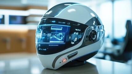 Fototapeta premium A futuristic helmet for kids with a built-in heads-up display, sci-fi inspired