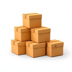 Obraz premium Stack of cardboard boxes for moving shipping delivery packaging and storage on white background