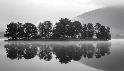 Fototapeta premium Moody island reflection scene