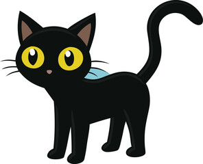 Mysterious black cat with glowing eyes vector illustration scalable eps icon vector