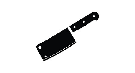 A black cleaver knife is displayed as a striking visual silhouette