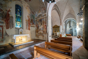Naklejka premium Cappella Madonna della Pieve, Abbazia di San Salvatore, romanesque styled medieval church in Tuscany, Italy 