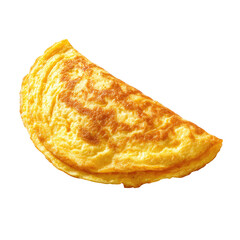 Close-up of a golden-brown, half-cut omelet
