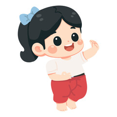 Cartoon Girl in Traditional Thai Outfit