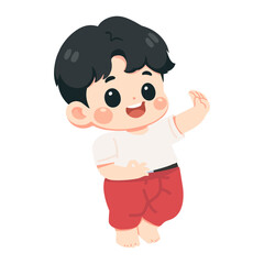 Cartoon Boy in Traditional Thai Outfit
