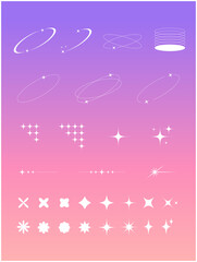 Y2K風キラキラ・オーラ・星型エフェクト素材セット｜グリッター・光・装飾・ライン・アクセント