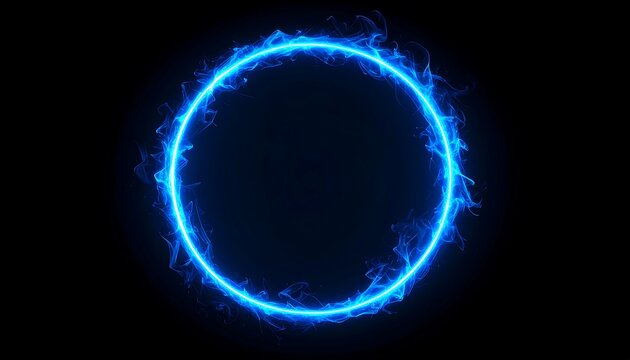 Circular neon blue flame border
