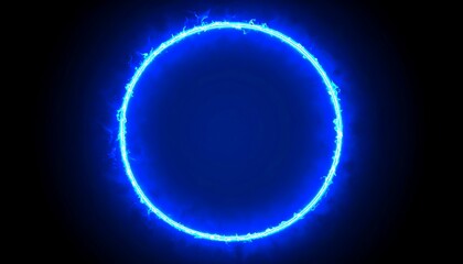 Circular neon blue frame