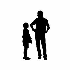 School counselor encouraging shy student to speak silhouette