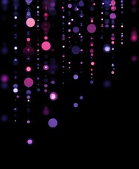 Mystical String Lights: A mesmerizing display of bokeh lights cascades downward, painting a vibrant scene of shimmering orbs against the stark contrast of darkness.