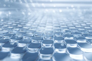 Obraz premium Abstract Blue Grid: A stunning abstract digital composition reveals a grid of interconnected, luminous blue elements, creating a mesmerizing pattern and evoking a sense of futuristic elegance.