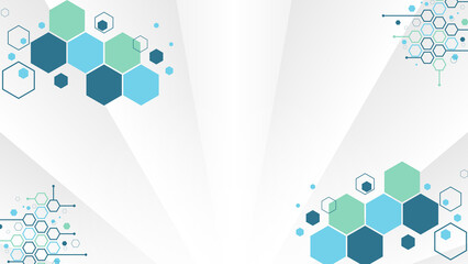 Modern abstract background with a futuristic honeycomb pattern and network connections, ideal for technology or science presentations