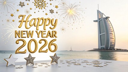 Happy New Year 2026 Dubai Celebration with Fireworks
