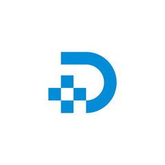 letter d plus blue medical simple logo vector