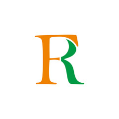 letter fr simple curves linked colorful doodle logo vector