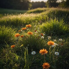 yellow flowers in the grass
