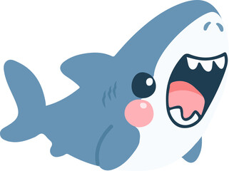 Naklejka premium Cartoon Shark with Open Mouth