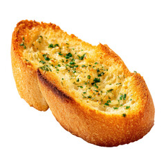 Close-up of a toasted garlic bread slice