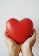 Fototapeta premium Conceptual Image of a Person's Hands Holding a Red Heart