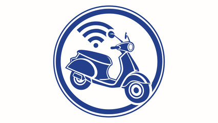 Obraz premium Blue Scooter with WiFi Symbol Inside a Circular Frame Design