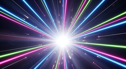 Vibrant Light Rays and Particles Exploding from a Central Glow