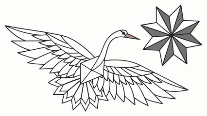 Geometric Swan in Flight with Starburst Design