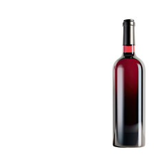 Red wine bottle, transparent glass, dark red hue, dark background
