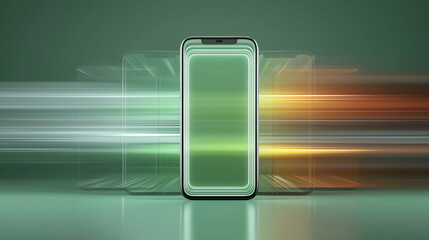 未来的な光のスピードに包まれたスマートフォン