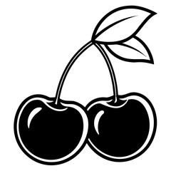 Cherries silhouette on transparent background