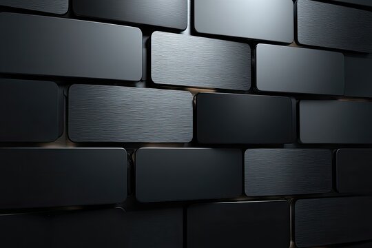 Dark, metallic brick wall with subtle light