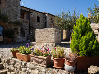 Naklejka premium Vignoni Alto, medieval town at Vignoni a San Quirico d'Orcia in the province of Siena, Italy 