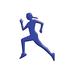 Blue Running Female Silhouette Illustration Fitness and Health Icon