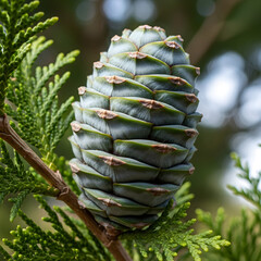 Close-up of Glaucous Cypress Cone with Intricate Details