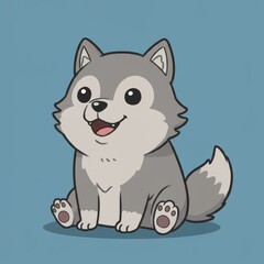Cute Cartoon Husky Puppy with a Happy Expression
