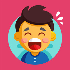 Yellow emoji with closed eyes blowing nose into a white tissue expression sickness