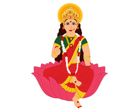 vector illustration of Goddess Laxmi Maa for Happy Dhanteras and Happy Diwali festival Celebration