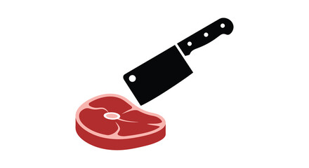 A cleaver poised above a cut of meat dramatic black silhouette