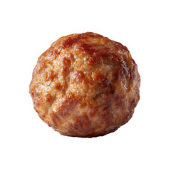 Close-up of a single, round, browned meatball