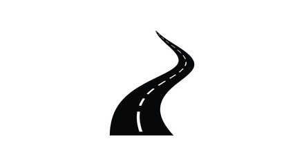 A winding road stretches into the distance a striking black silhouette