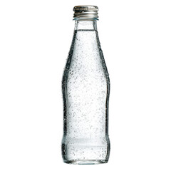 Clear glass bottle, soda or water style, with a metal cap