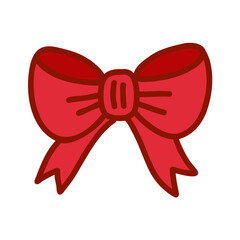 Christmas Red Ribbon Bow for Gifts Illustration