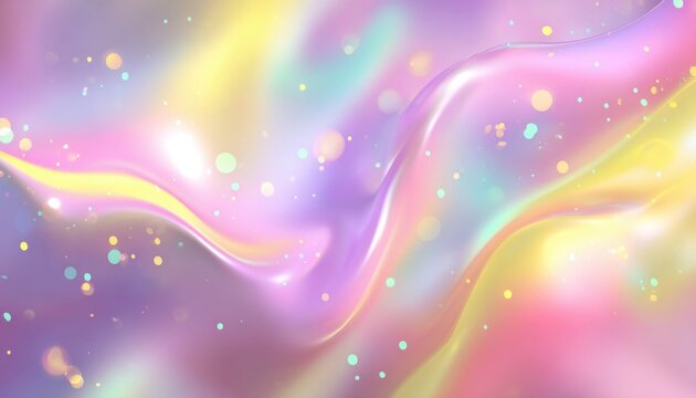 Abstract waves of light and color dance across the scene, creating a dreamy, ethereal aesthetic.